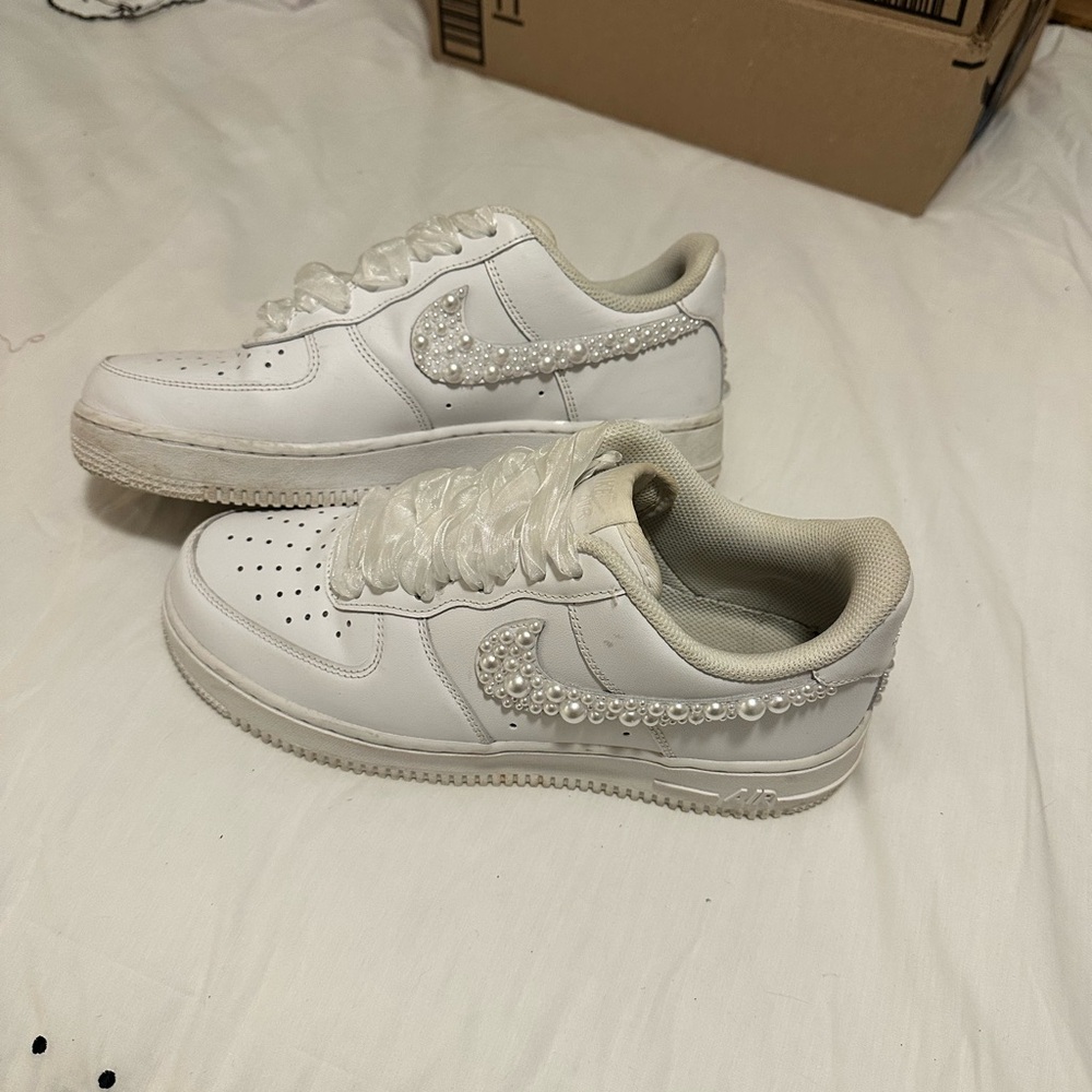 Nike White Pearl-Studded Women's Sneakers